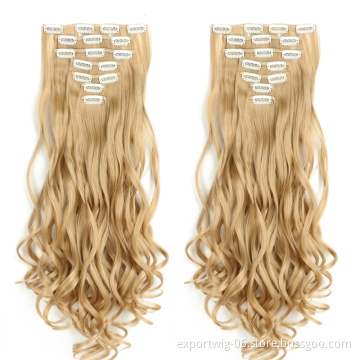Answer 7 pieces a set  Long Straight Synthetic Hair Extensions Clips in High Temperature Fiber Black Brown Hairpiece